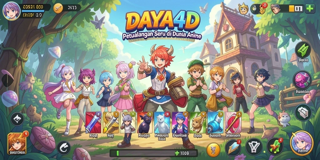Screenshot menunjukkan aksi pertarungan karakter-karakter Anime di DAYA4D.