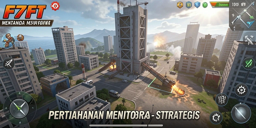 Tangkapan layar F7F7 menampilkan aksi menaklukkan serangan musuh di Tower Defense.