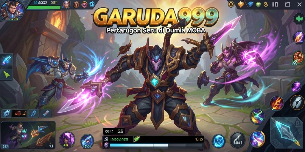 Tampilan gameplay seru di pertarungan MOBA GARUDA999.