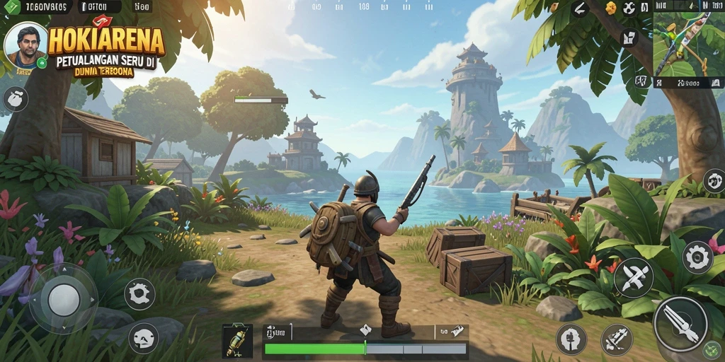 Tangkapan layar gameplay HOKIARENA menampilkan dunia terbuka yang luas dan menakjubkan.