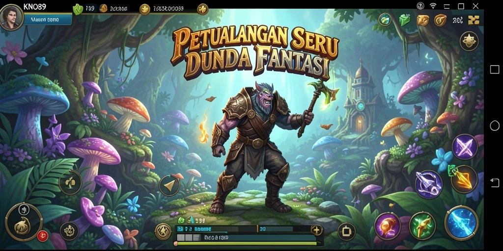 Tangkapan layar KNO89 menampilkan aksi petualangan seru di dunia fantasi.