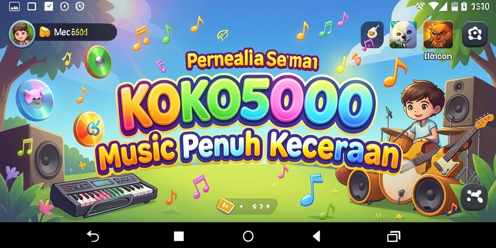 Tangkapan layar KOKO5000 menampilkan antarmuka permainan musik yang menarik.