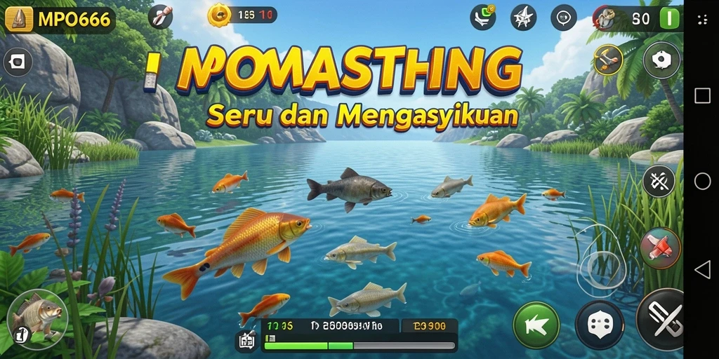 Tampilan gameplay MPO666 dengan suasana memancing yang seru.