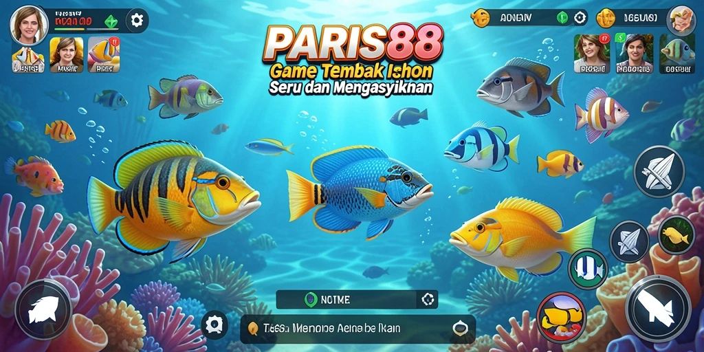 Tangkapan layar gameplay PARIS88 menunjukkan keseruan berburu ikan.