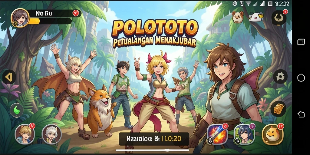 Tampilan gameplay menakjubkan dari POLOTOTO yang menggambarkan petualangan Anime.