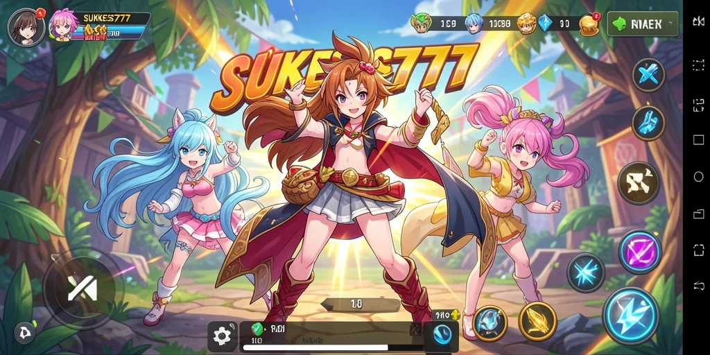 Tampilan gameplay SUKSES777 yang menakjubkan dengan karakter Anime.